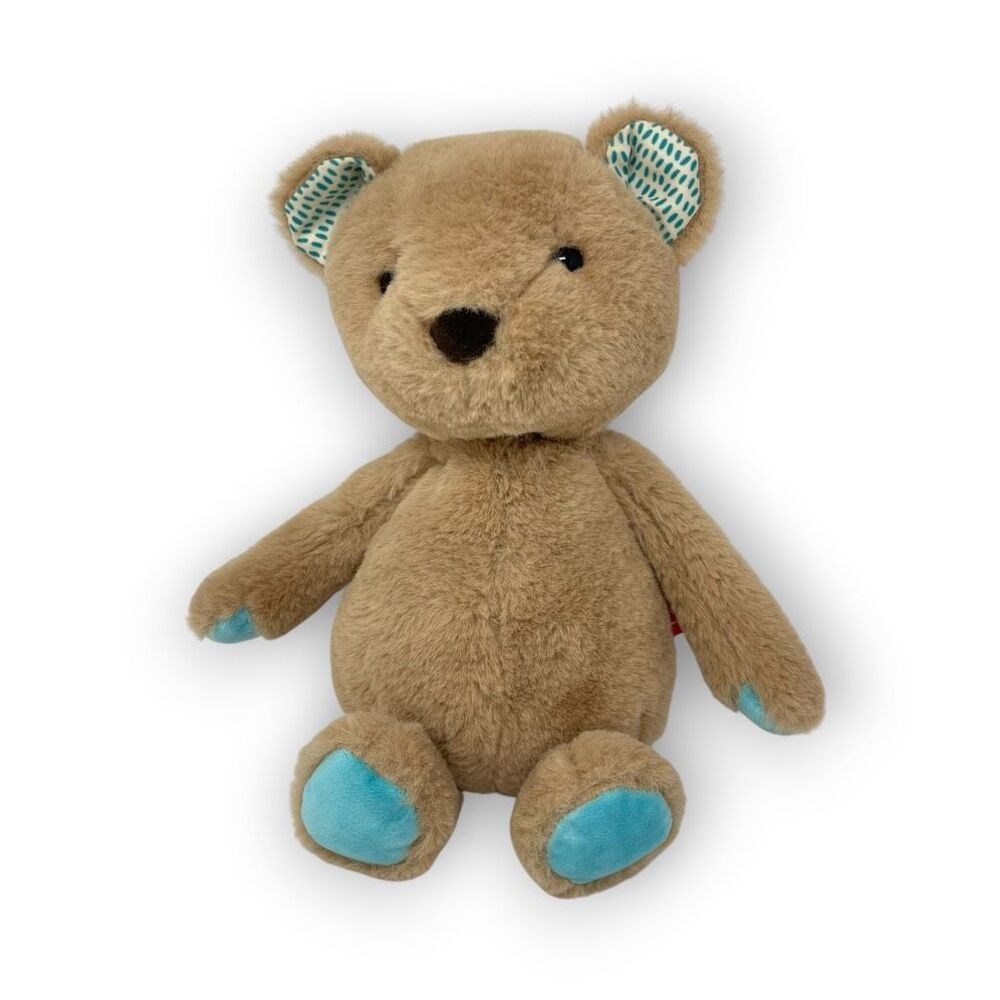 B Softies Plush Brown Tan Soft Cuddly Teddy Bear Stuffed Animal Blue Paws
